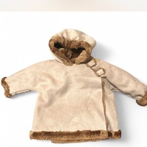 Cozy Tan Faux Fur Trimmed Coat